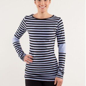 Lululemon - sz 4 - Devotion Long Sleeve Tee in Sea Stripe Polar Haze Black